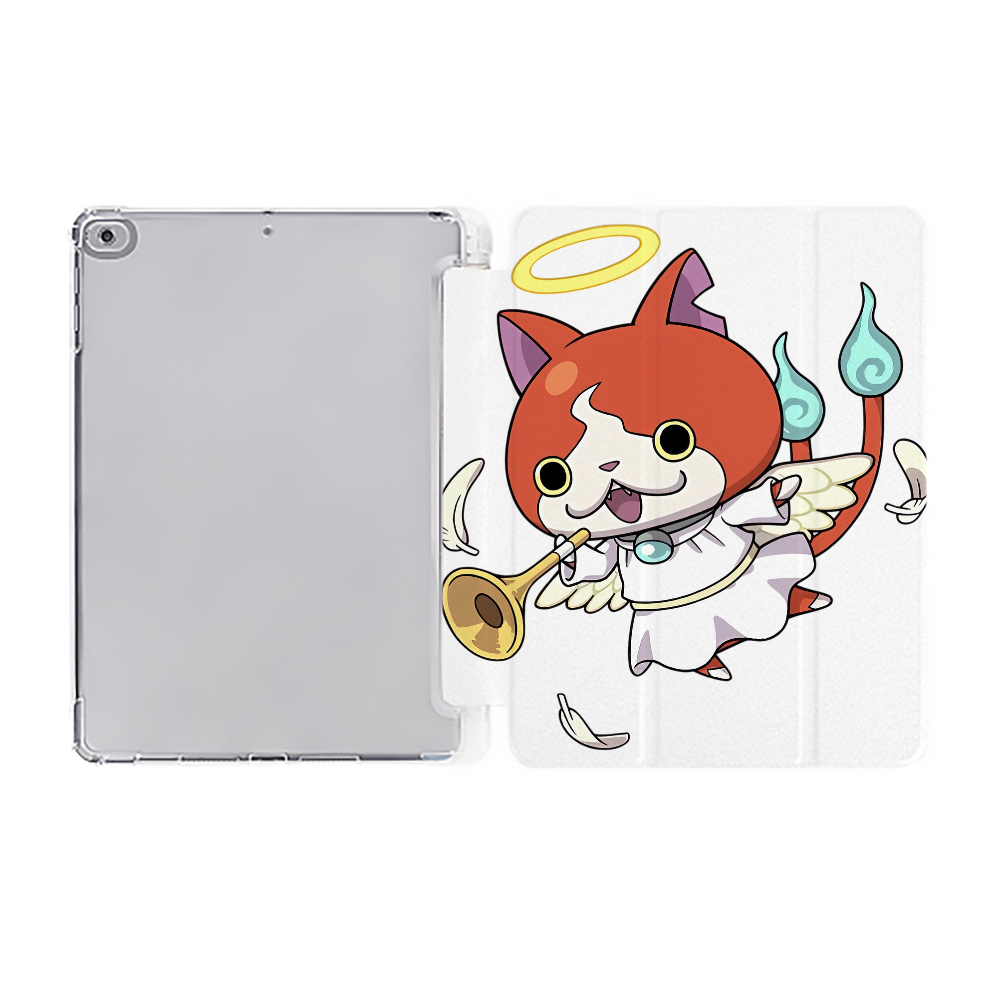 （画像用） 妖怪ウォッチ Yo-kai Watch IPad ケース ペン収納付き 三つ折りスタンド PUレザー×シリコン 対応機種9.5/10.5/10.9インチ